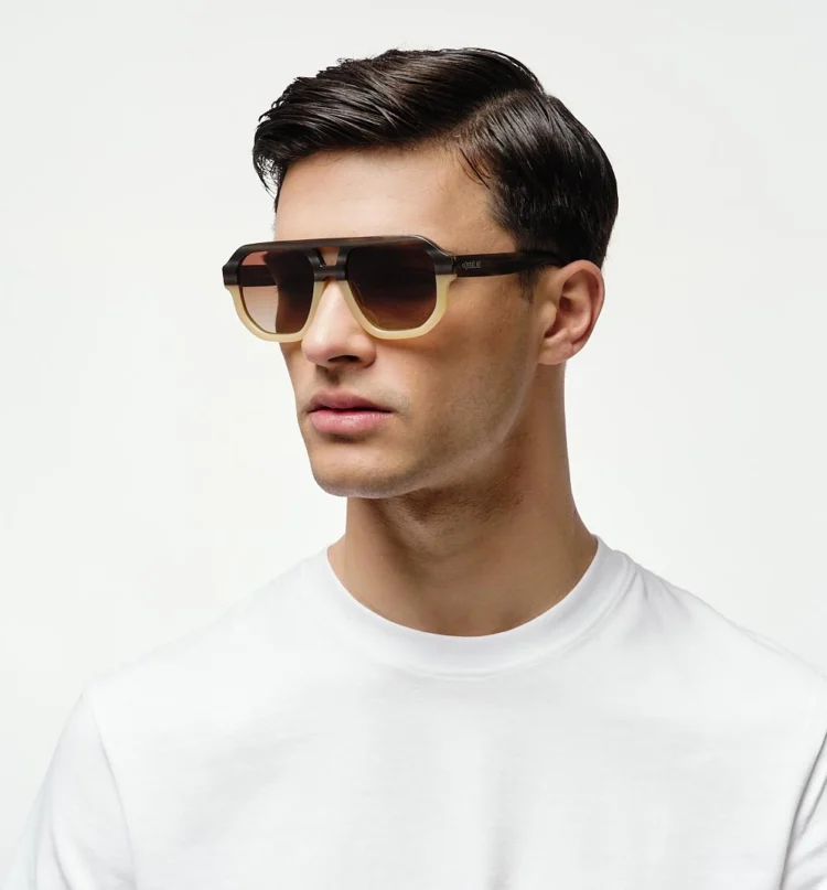 1802202391 Aurora, Beige Tortoise sunglasses male model left view